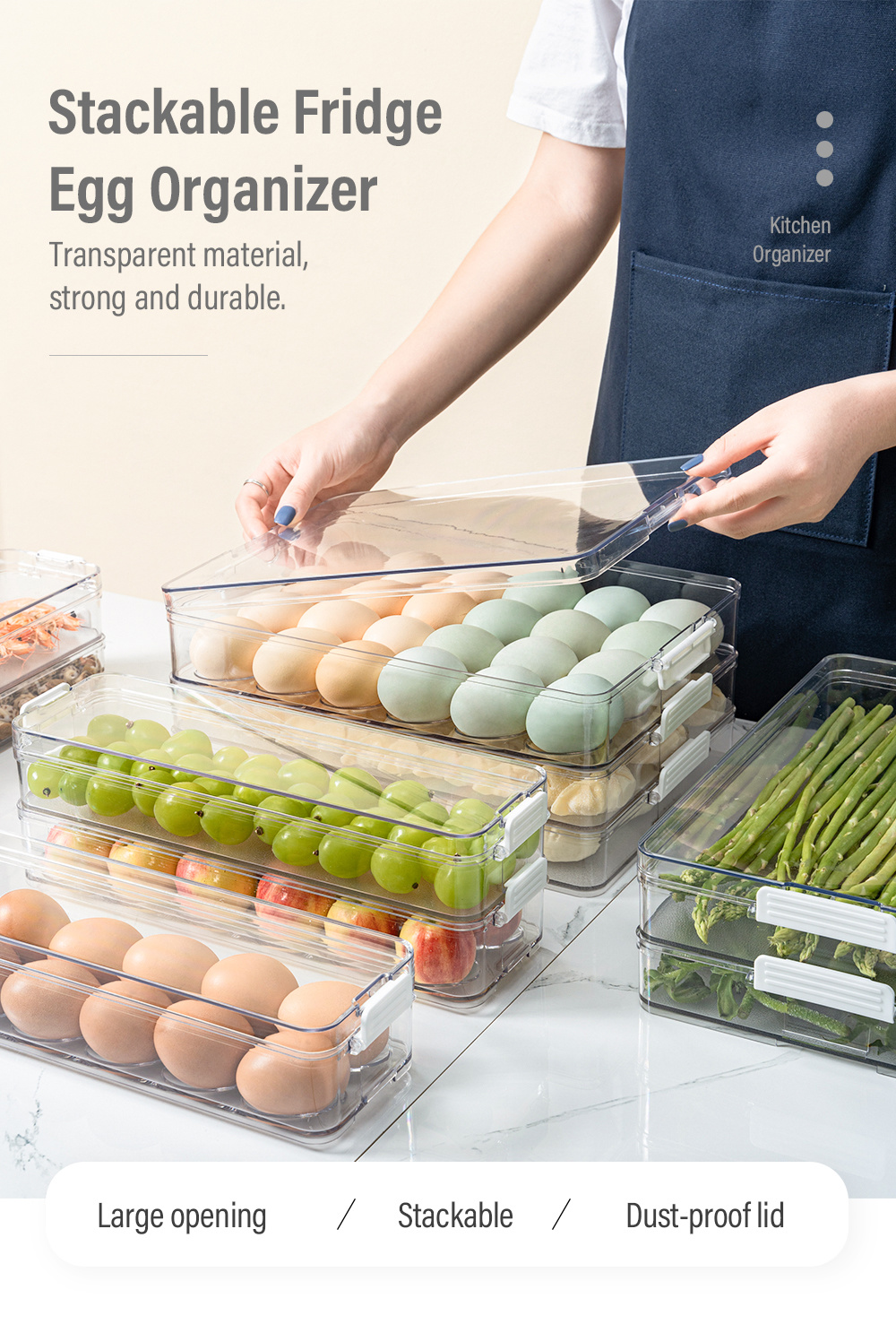 Multi-purpose Stackable Fridge Egg Organizer-1